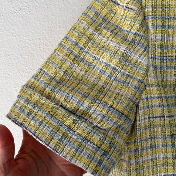 MAISON dAmelie Short Sleeve Yellow/ Blue With Pockets Jacket,Size M - Picture 4 of 9